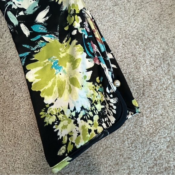 Zara Black satin floral flower print long sleeve high neck mini dress Sz S NWOT - Picture 5 of 13